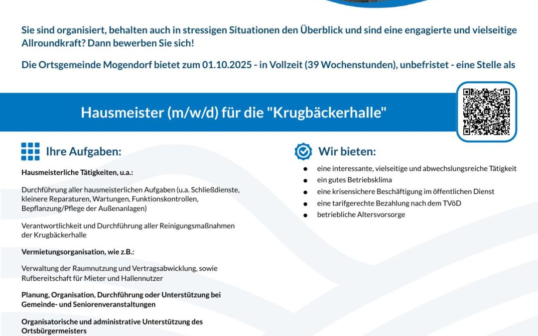 Stellenausschreibung „Hausmeister“ (m/w/d) für die Krugbäckerhalle